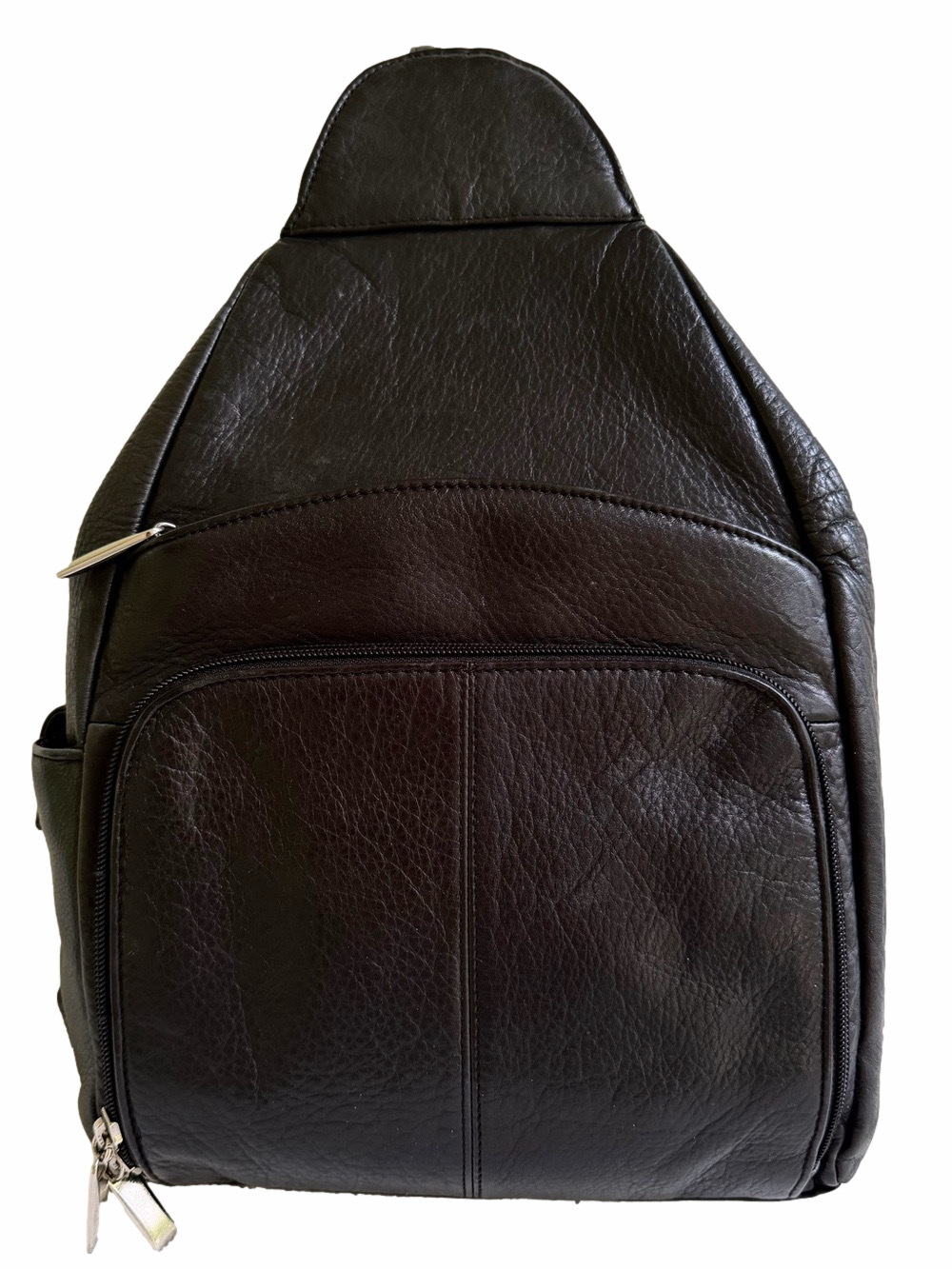 Franklin Covey Black Nappa Leather Convertible Backpack Sling Silver Hardware